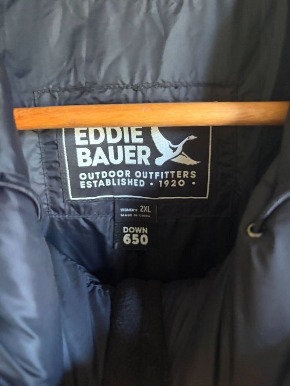 Eddie Bauer 650 Down Filled Long Line Puffer Jacket XXL with Hood - Picture 6 of 10